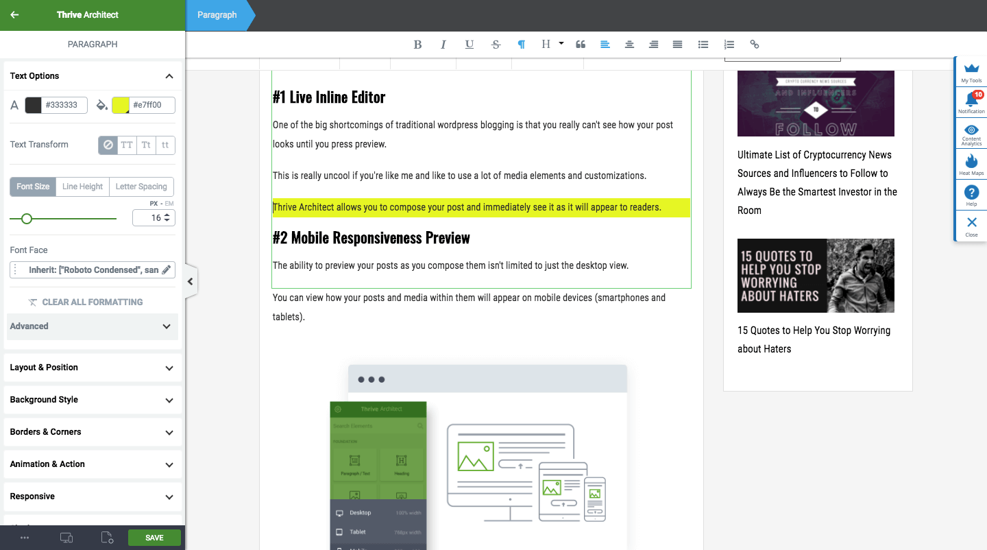 Thrive Themes Live Editor