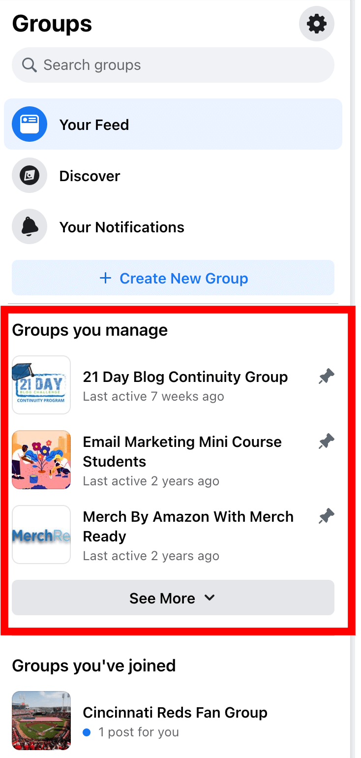 "Groups you manage"