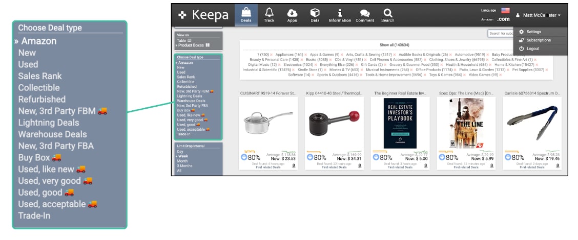 Keepa Choose Deal Type