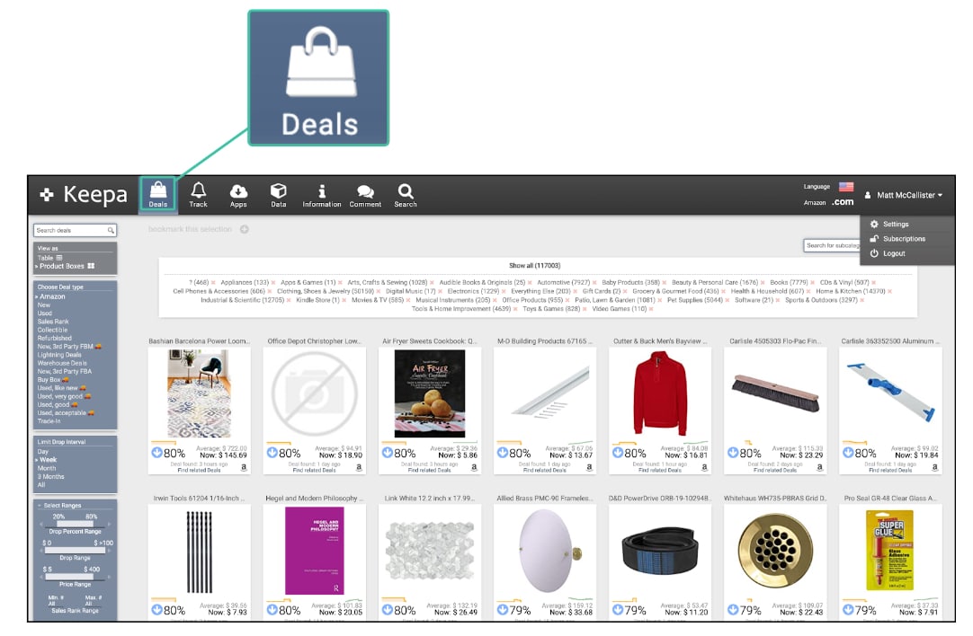 Keepa Deals Section
