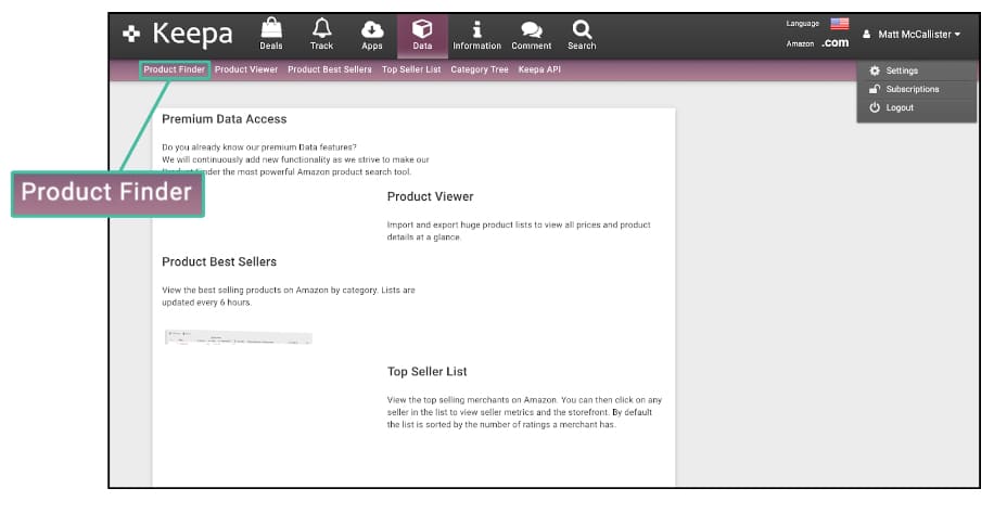 Keepa product finder