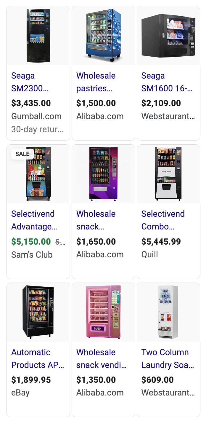 Vending Machine Costs Vending Machine Costs