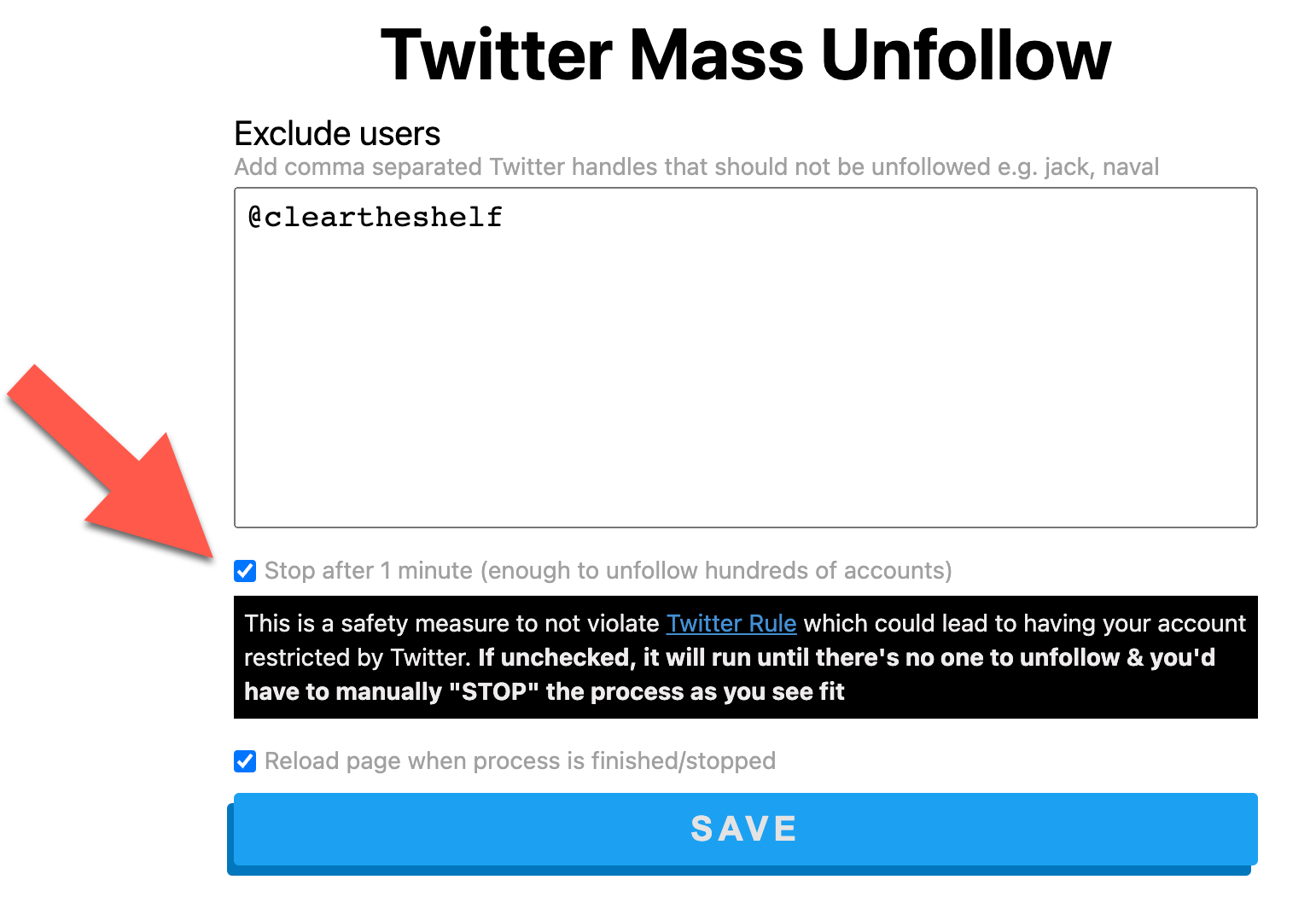 Twitter Mass Unfollow Rules