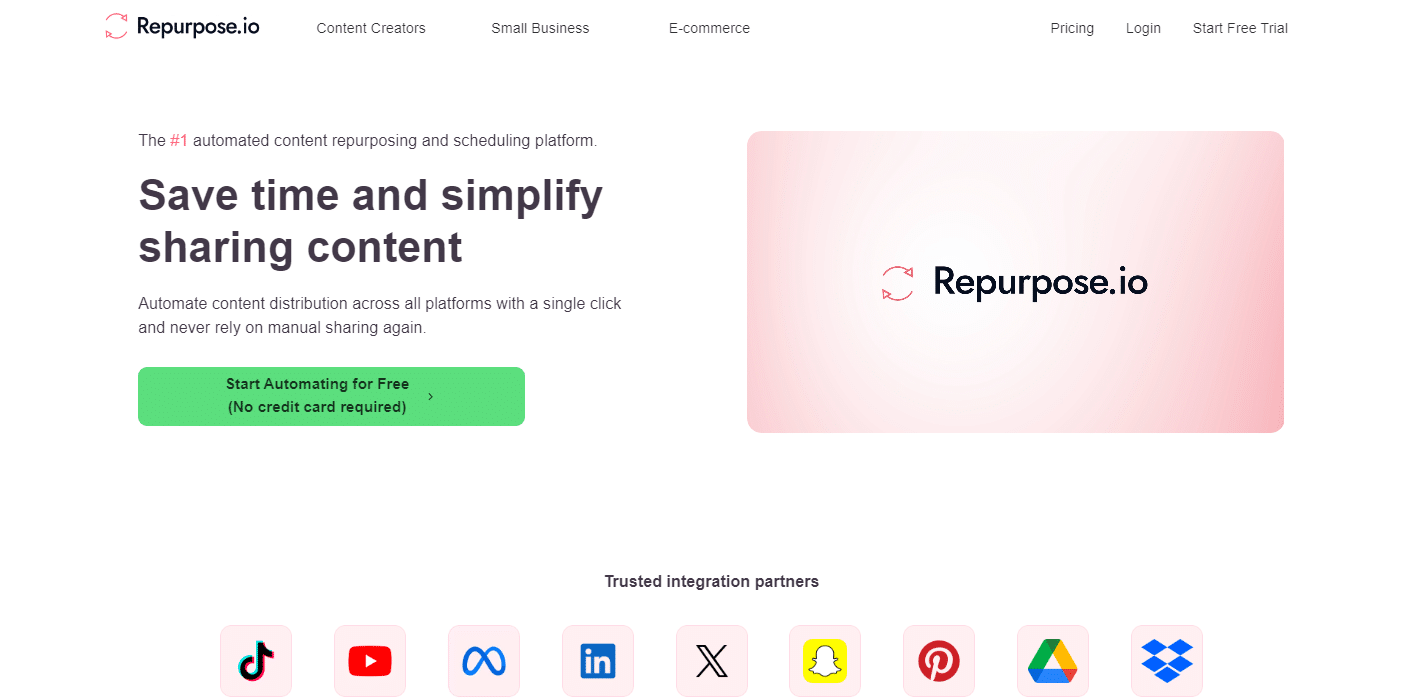 Repurpose.io homepage
